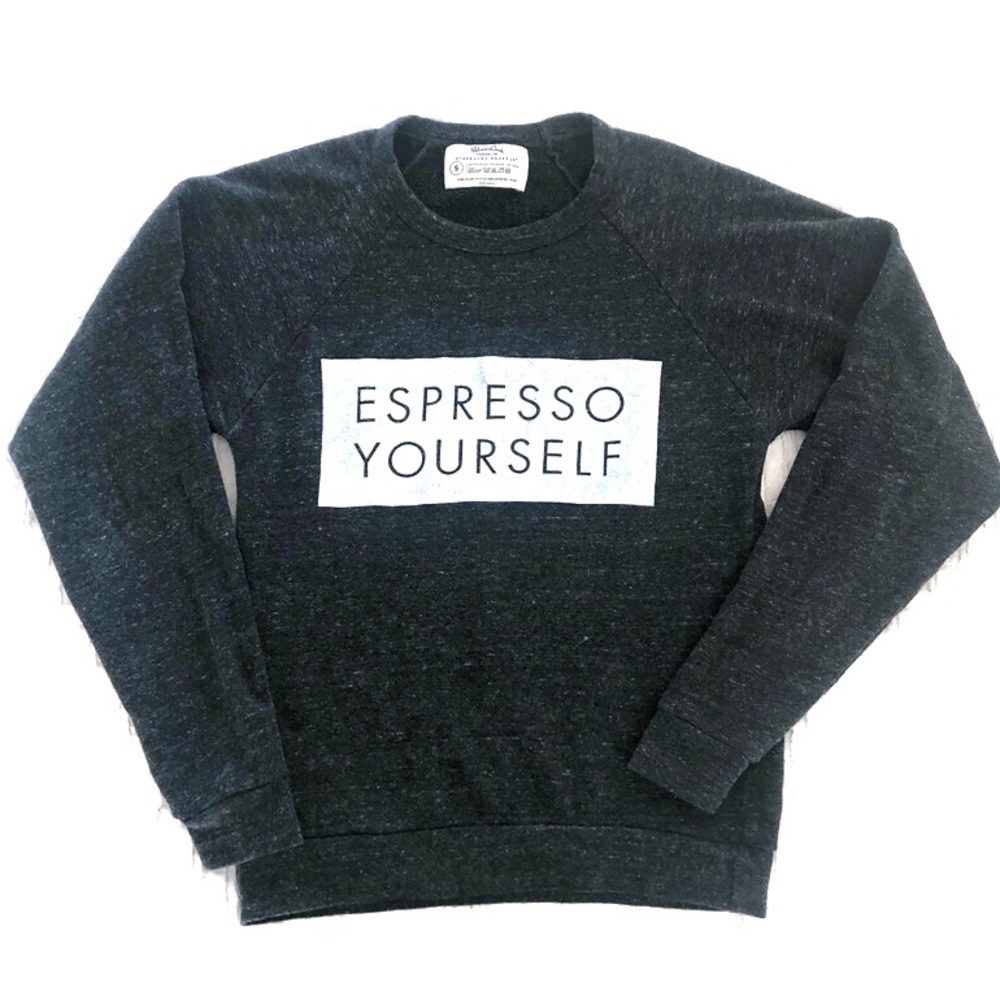 Starbucks Reserve Gray Pullover Sweatshirt Expresso Yourself Small